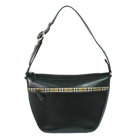 本物 バーバリー Burberrys レザー ショルダーバッグ ブラック バッグ 中古・