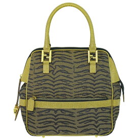本物 フェンディ FENDI ゼブラ柄 ハンドバッグ キャンバス ブラウン バッグ 中古・