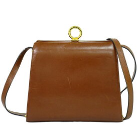 本物 サルヴァトーレ フェラガモ Salvatore Ferragamo レザー ショルダーバッグ ポシェット ブラウン バッグ 中古・