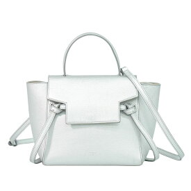 本物 セリーヌ CELINE ベルトバッグ ナノ 2WAY ショルダーバッグ ハンドバッグ ポシェット レザー シルバー バッグ 中古・