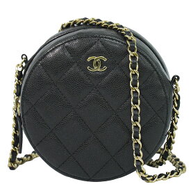 本物 シャネル CHANEL ココマーク マトラッセ チェーン ショルダーバッグ ポシェット キャビアスキン レザー ブラック Matelasse バッグ 中古・