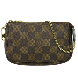本物 ルイヴィトン LV LOUIS VUITTON ミニ ポシェットアクセソワール ダミエエベヌ ハンドバッグ ポーチ ブラウン N58009 ビトン バッグ 中古・