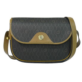 本物 クリスチャン ディオール Christian Dior ハニカム柄 ショルダーバッグ ポシェット PVC ブラック ブラウン バッグ 中古・