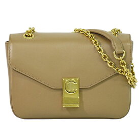 本物 セリーヌ CELINE スモール C チェーン ショルダーバッグ ポシェット レザー ベージュ バッグ 中古・