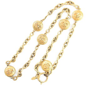 本物 シャネル CHANEL ココマーク ネックレス ペンダント GP ゴールド メッキ Coco Mark アクセサリー ジュエリー 中古