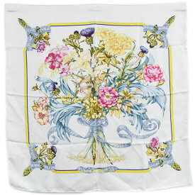 本物 エルメス HERMES スカーフカレ カレ90 REGINA 女王陛下 スカーフ ショール バンダナ シルク アイボリー マルチカラー 服飾小物 中古・