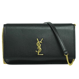 本物 サンローラン SAINT LAURENT カサンドラ ショルダーバッグ ポシェット フォンフォルダー レザー ブラック 635095 Cassandre バッグ 中古・