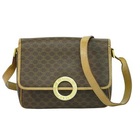 本物 セリーヌ CELINE マカダム ショルダーバッグ ポシェット PVC ブラウン Macadam バッグ 中古・