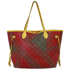 本物 ルイヴィトン LOUIS VUITTON LV ネヴァーフル MM モノグラム ウェーブ 草間彌生 トートバッグ ブラウン レッド M40686 ビトン バッグ 中古・