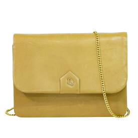 本物 クリスチャン ディオール Christian Dior チェーン ショルダーバッグ レザー ベージュ バッグ 中古・