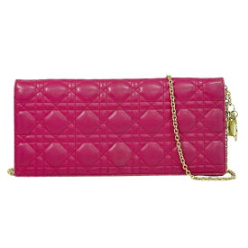 本物 クリスチャン ディオール Christian Dior レディディオール カナージュ チェーン ショルダーバッグ ポシェット レザー ピンク バッグ 中古・