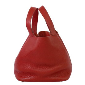 本物 エルメス HERMES ピコタンロック GM ハンドバッグ □R刻 2014年 レザー レッド Picotin Lock バッグ 中古・