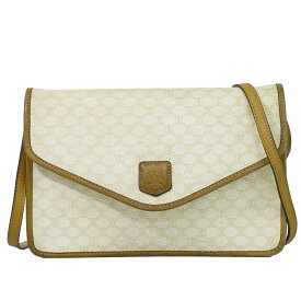 本物 セリーヌ CELINE マカダム 2WAY ショルダーバッグ クラッチバッグ ポシェット PVC ホワイト Macadam バッグ 中古・