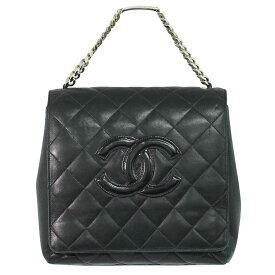 本物 シャネル CHANEL ココマーク マトラッセ チェーン ハンドバッグ ラムスキンレザー ブラック Matelasse バッグ 中古・
