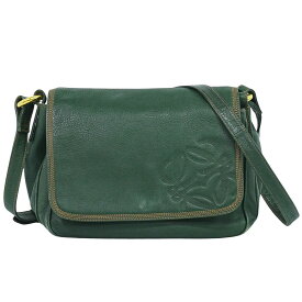 本物 ロエベ LOEWE アナグラム ショルダーバッグ ポシェット レザー グリーン Anagram バッグ 中古・
