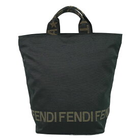 本物 フェンディ FENDI ロゴ トートバッグ ハンドバッグ キャンバス ブラック 26488 バッグ 中古・