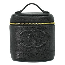 本物 シャネル CHANEL ココマーク バニティバッグ ハンドバッグ コスメポーチ キャビアスキン レザー ブラック Coco Mark バッグ 中古・