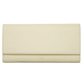 本物 セリーヌ CELINE ラージフラップウォレット 長財布 レザー アイボリー 財布 ウォレット 中古・