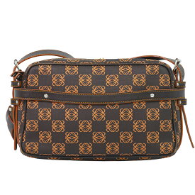 本物 ロエベ LOEWE リピート アナグラム ショルダーバッグ PVC ブラウン オレンジ Anagram バッグ 中古・
