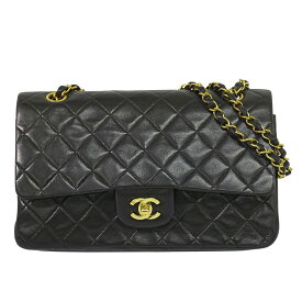 本物 シャネル CHANEL ココマーク マトラッセ ダブルフラップ チェーン ショルダーバッグ ラムスキン レザー ブラウン Matelasse バッグ 中古・