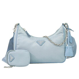 本物 プラダ PRADA Re-Edition 2005 2WAY ショルダーバッグ ハンドバッグ ポシェット ナイロン ライトブルー バッグ 中古・