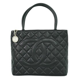 本物 シャネル CHANEL ココマーク 復刻 トートバッグ ハンドバッグ キャビアスキン レザー ブラック Coco Mark バッグ 中古・