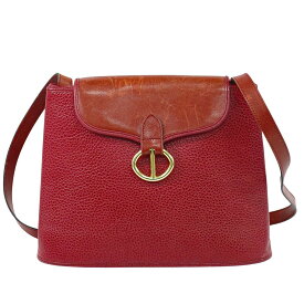 本物 クリスチャン ディオール Christian Dior レザー ショルダーバッグ ポシェット レッド バッグ 中古・