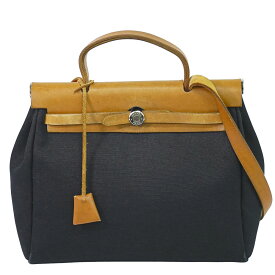 本物 エルメス HERMES エールバッグ PM 2WAY ショルダーバッグ ハンドバッグ □D刻 2000年 キャンバス ブラック バッグ 中古・