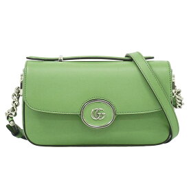 本物 グッチ GUCCI プチGG 2WAY ミニ ショルダーバッグ ハンドバッグ ポシェット レザー ライトグリーン 739722 バッグ 中古・