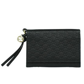 本物 グッチ GUCCI マイクログッチシマ レザー カードケース 名刺入れ レザー ブラック 323401 雑貨小物 中古・