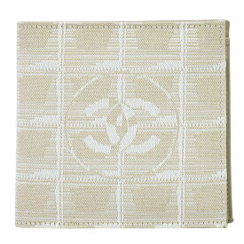 本物 シャネル CHANEL ココマーク ニュートラベルライン 二つ折り 折財布 コンパクトウォレット キャンバス ベージュ New Travel Line 財布 ウォレット 中古・