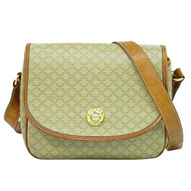 本物 セリーヌ CELINE マカダム ショルダーバッグ ポシェット PVC ベージュ Macadam バッグ 中古・