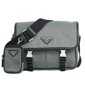 本物 プラダ PRADA ナイロン ショルダーバッグ ポシェット グレー バッグ 中古・