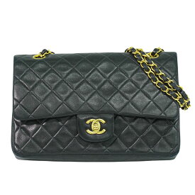本物 シャネル CHANEL ココマーク マトラッセ ダブルフラップ チェーン ショルダーバッグ レザー ブラック Matelasse バッグ 中古・
