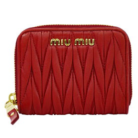 本物 ミュウミュウ MIU MIU マテラッセ コインケース 小銭入れ レザー レッド 5MM268 Matelasse 財布 ウォレット 中古・