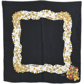 本物 シャネル CHANEL ジュエリー柄 スカーフ ショール バンダナ 推定 シルク ブラック マルチカラー 服飾小物 中古・