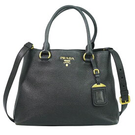本物 プラダ PRADA レザー 2WAY ショルダーバッグ ハンドバッグ ブラック 1BA058 バッグ 中古・