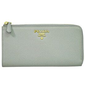 本物 プラダ PRADA サフィアーノメタル レザー L字ファスナー 長財布 ロングウォレット グレー 1ML030 財布 ウォレット 中古・