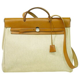 本物 エルメス HERMES エールバッグ MM トワルアッシュ 2WAY ショルダーバッグ ハンドバッグ □E刻 2001年 ベージュ ブラウン バッグ 中古・