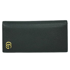 本物 グッチ GUCCI GGマーモント 長財布 ロングウォレット レザー ブラック 428740 財布 ウォレット 中古・