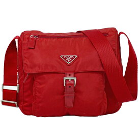 本物 プラダ PRADA ヴェラ ショルダーバッグ ポシェット ナイロン レッド B8994 Vela バッグ 中古・