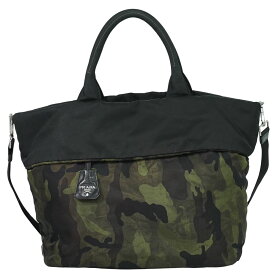本物 プラダ PRADA テスート 迷彩柄 リバーシブル 2WAY ショルダーバッグ ハンドバッグ ナイロン ブラック グリーン ブラウン BR4521 バッグ 中古・