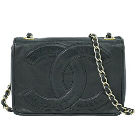 本物 シャネル CHANEL ココマーク チェーン ショルダーバッグ ポシェット レザー ブラック Coco Mark バッグ 中古・