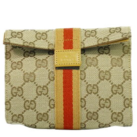 本物 グッチ GUCCI シェリーライン GGキャンバス ポーチ 小物入れ ベージュ Shelly Line 雑貨 小物 中古・