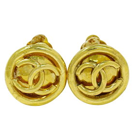 本物 シャネル CHANEL ココマーク イヤリング GP ゴールド メッキ Coco Mark アクセサリー ジュエリー 中古・