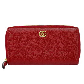 本物 グッチ GUCCI GGマーモント ラウンドファスナー 長財布 ロングウォレット レザー レッド 456117 財布 ウォレット 中古・
