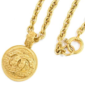 本物 シャネル CHANEL ココマーク ロング ネックレス ペンダント GP ゴールド メッキ Coco Mark アクセサリー ジュエリー 中古