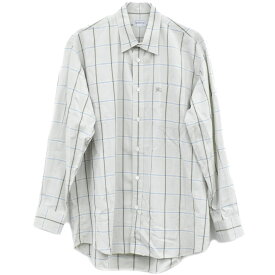 本物 バーバリー Burberrys チェック シャツ 長袖 トップス L コットン グリーン メンズ 衣類 洋服 中古・