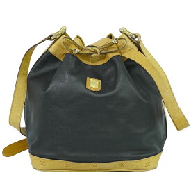 本物 セリーヌ CELINE 巾着 ショルダーバッグ ポシェット レザー ブラック ベージュ バッグ 中古・