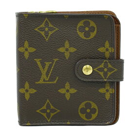 本物 ルイヴィトン LOUIS VUITTON LV コンパクトジップ モノグラム 折財布 ブラウン M61667 ビトン 財布 ウォレット 中古・
